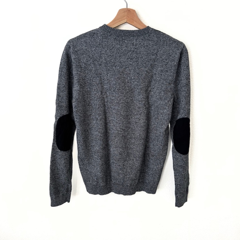 topman • gray crewneck sweater with elbow patches